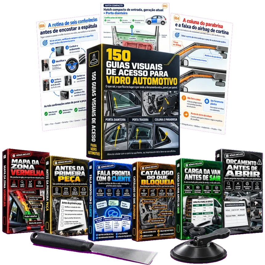 150 Guias Visuais de Acesso para Vidro Automotivo, pacote completo